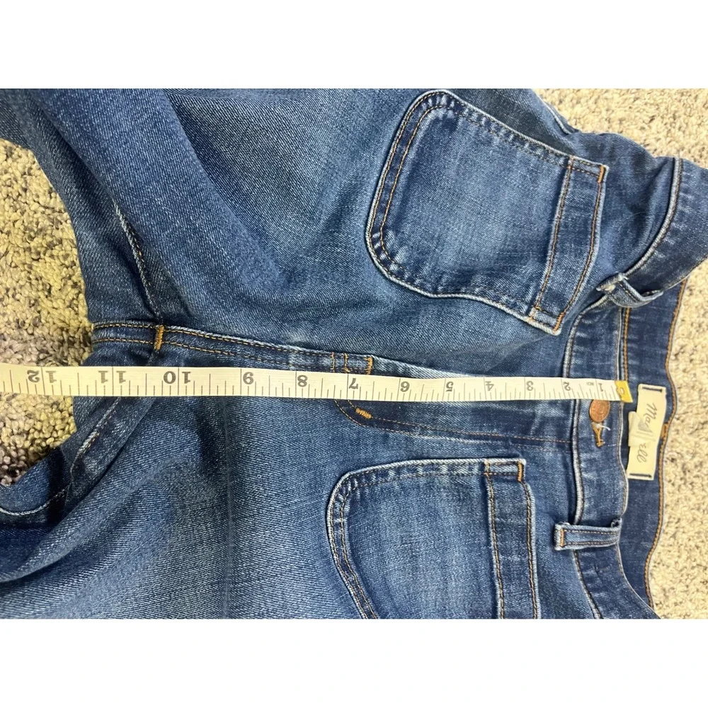 Madewell Emmett Wide-Leg Crop Jeans Blue Raw Hem Patch Pockets NR479 Womens 25